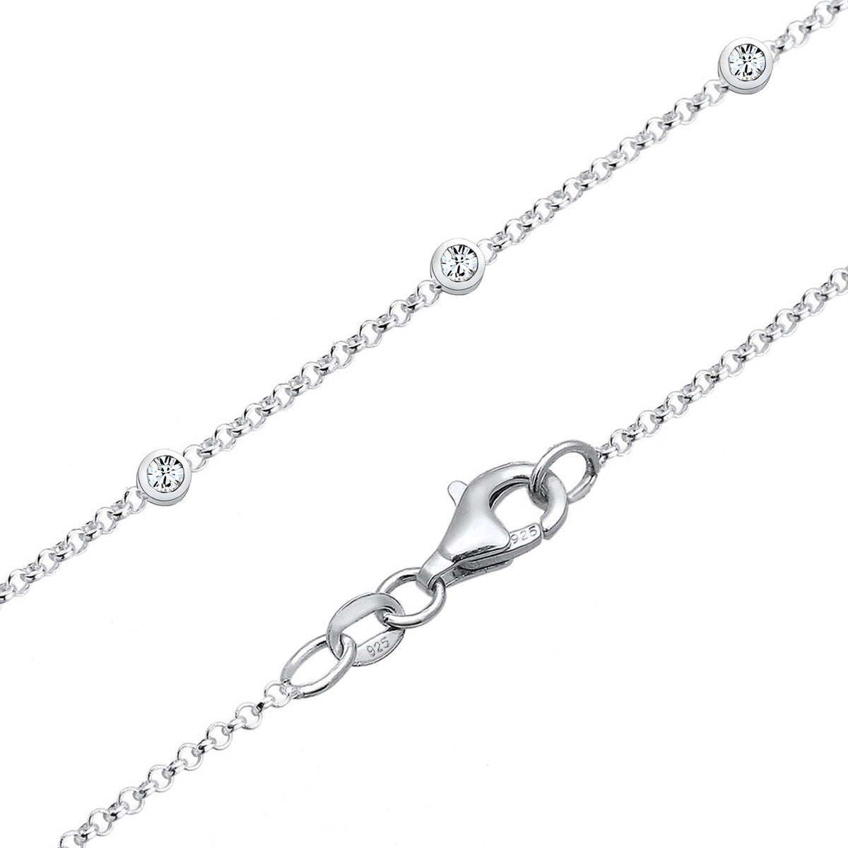 Silber - Elli | Y-Halskette | Mit Kristallen von Swarovski® (Weiß) | 925er Sterling Silber