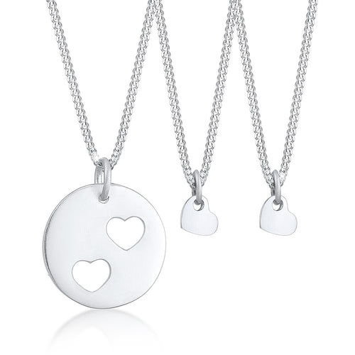 Silber - Elli | Mutter-Kind-Kettenset Herz | 925er Sterling Silber