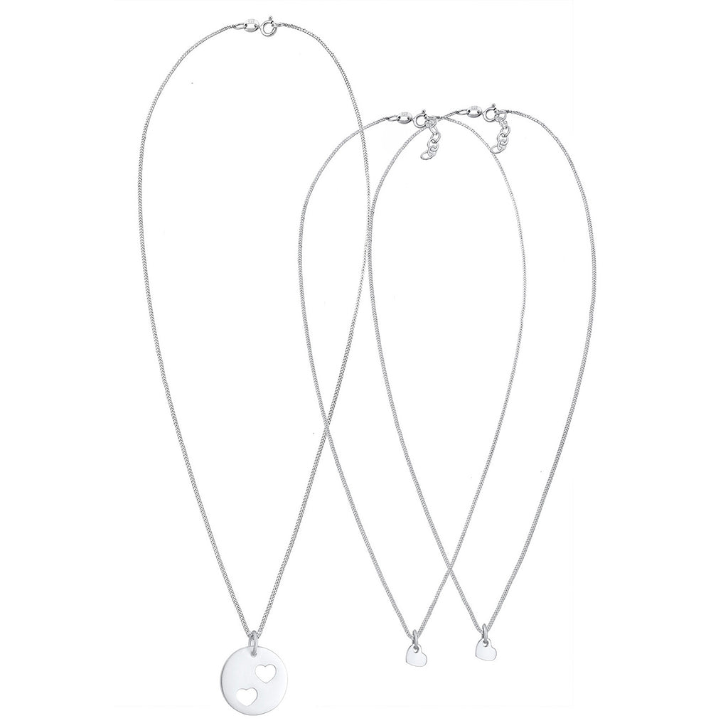 Silber - Elli | Mutter-Kind-Kettenset Herz | 925er Sterling Silber