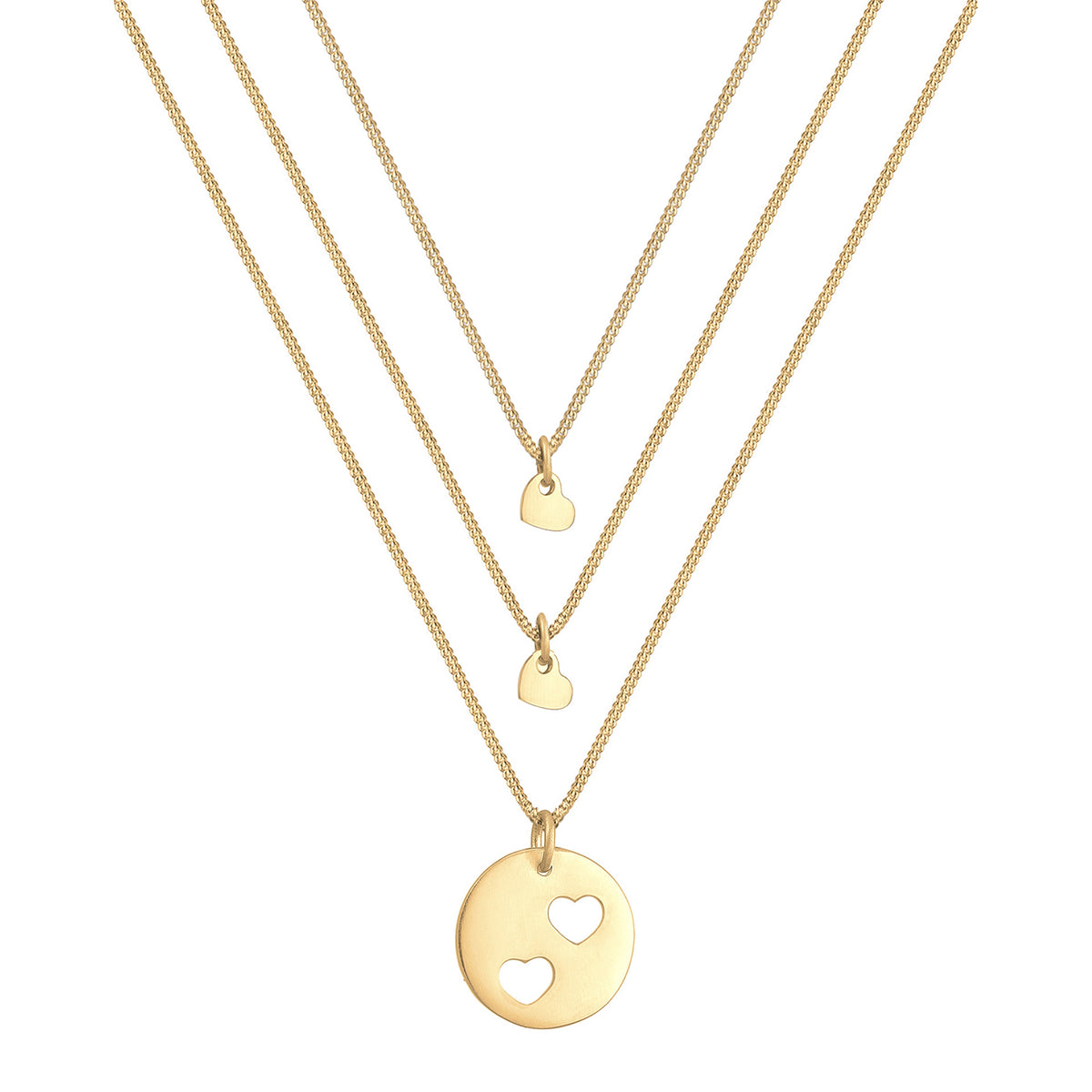 Gold - Elli | Mutter-Kind-Kettenset Herz | 925 Sterling Silber vergoldet