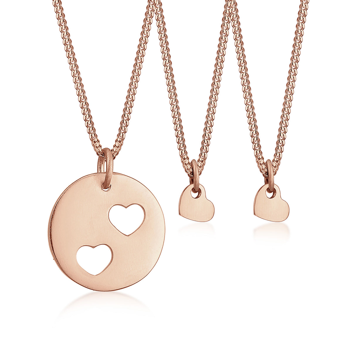 Roségold - Elli | Mutter-Kind-Kettenset Herz | 925 Sterling Silber Rosegold