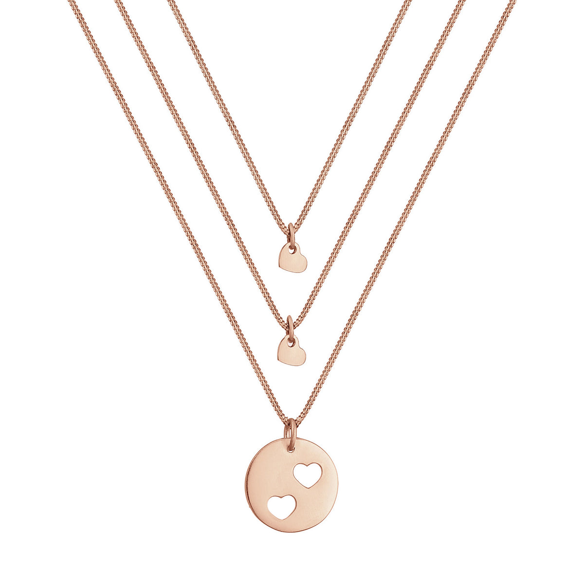 Roségold - Elli | Mutter-Kind-Kettenset Herz | 925 Sterling Silber Rosegold