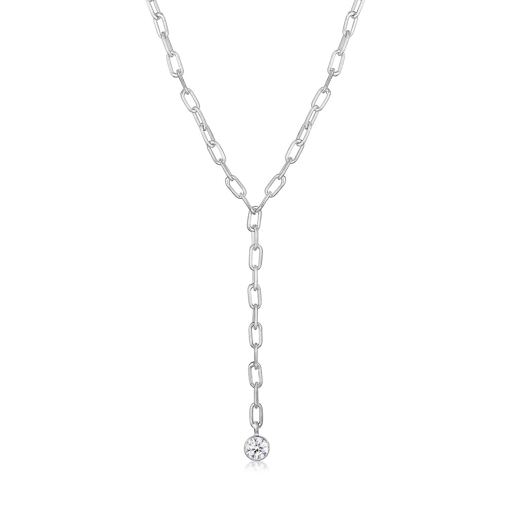 Silber - Elli PREMIUM | Solitär-Kette | Kristall (Weiß) | 925er Sterling Silber