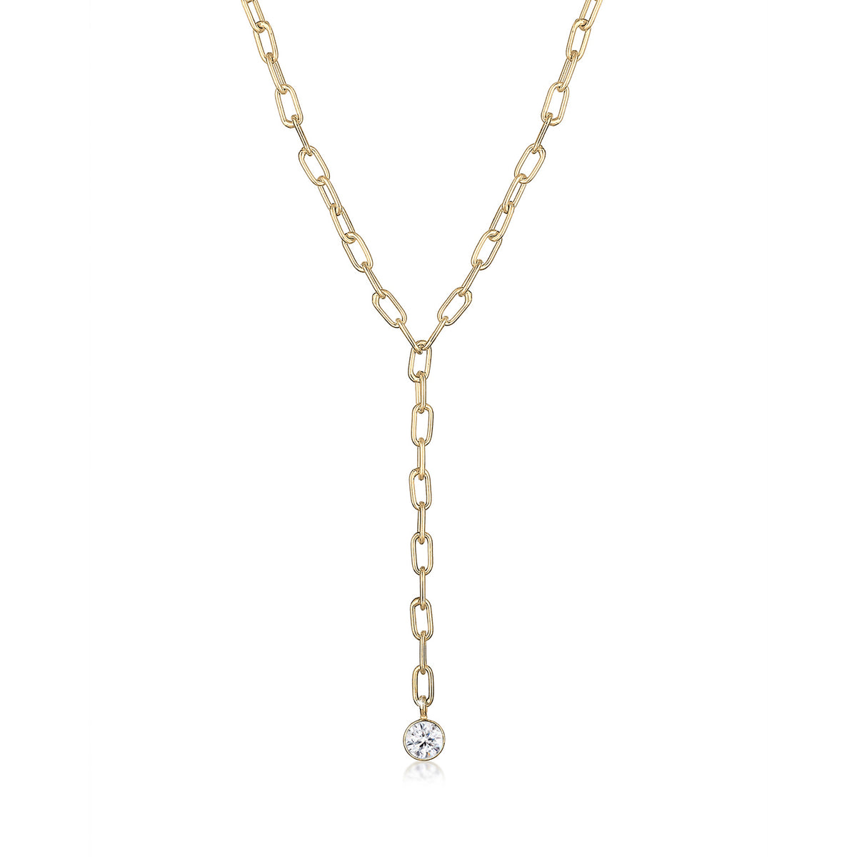 Gold - Elli PREMIUM | Solitär-Kette | Kristall ( Weiß ) | 925 Sterling Silber vergoldet