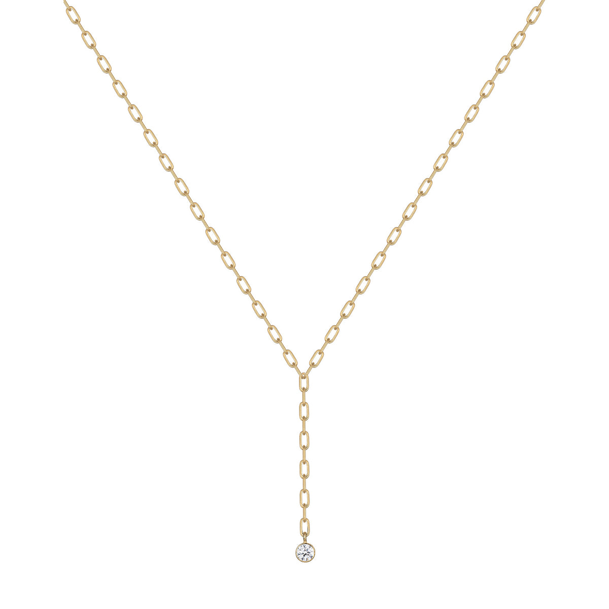 Gold - Elli PREMIUM | Solitär-Kette | Kristall ( Weiß ) | 925 Sterling Silber vergoldet