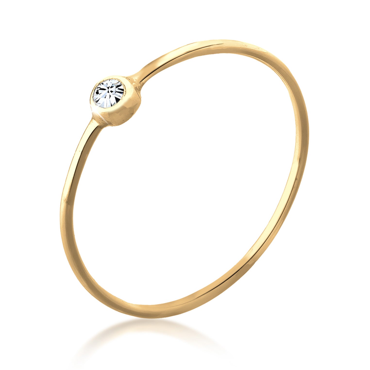 Gold - Elli | Solitär-Ring | Kristall ( Weiß ) | 925 Sterling Silber vergoldet