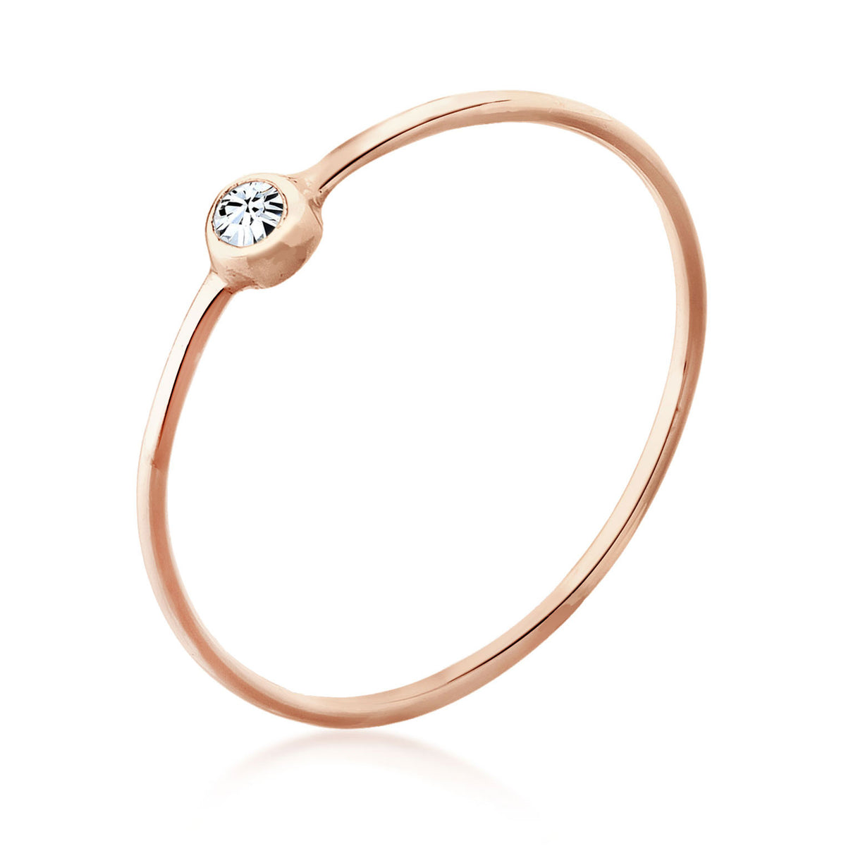 Roségold - Elli | Solitär-Ring | Mit Kristallen von Swarovski® (Weiß) | 925 Sterling Silber Rosegold