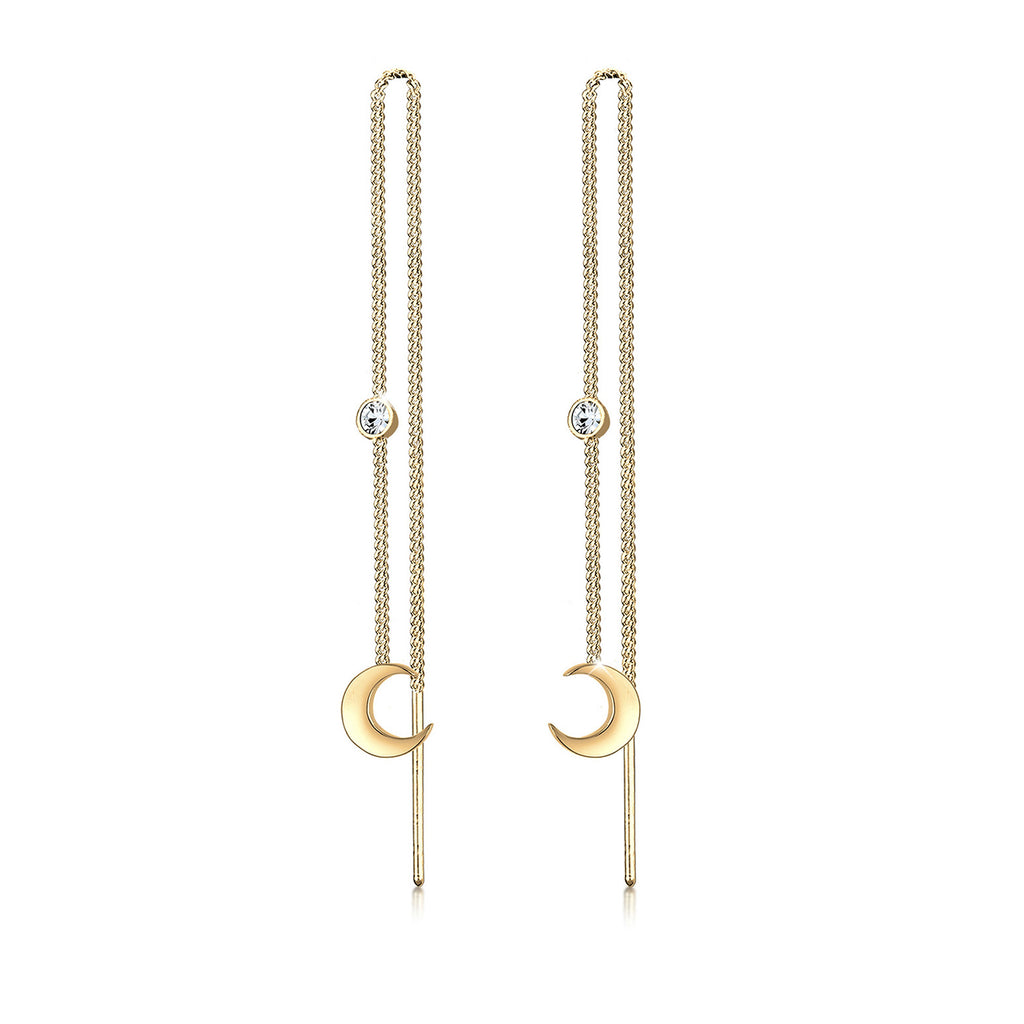 Gold - Elli | Ohrhänger Ear Chain | Mit Kristallen von Swarovski® (Weiß) | 925 Sterling Silber vergoldet