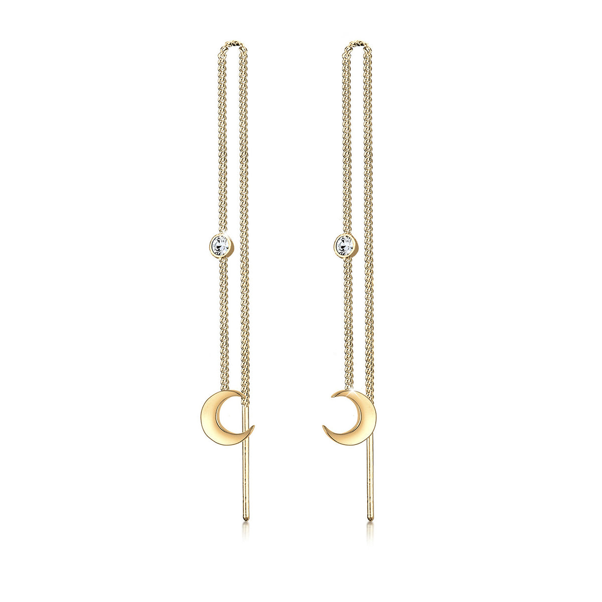 Gold - Elli | Ohrhänger Ear Chain | Mit Kristallen von Swarovski® (Weiß) | 925 Sterling Silber vergoldet