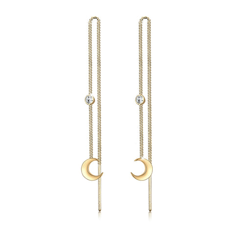 Gold - Elli | Ohrhänger Ear Chain | Mit Kristallen von Swarovski® (Weiß) | 925 Sterling Silber vergoldet