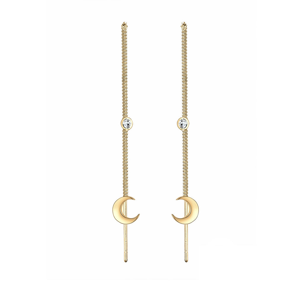Gold - Elli | Ohrhänger Ear Chain | Mit Kristallen von Swarovski® (Weiß) | 925 Sterling Silber vergoldet