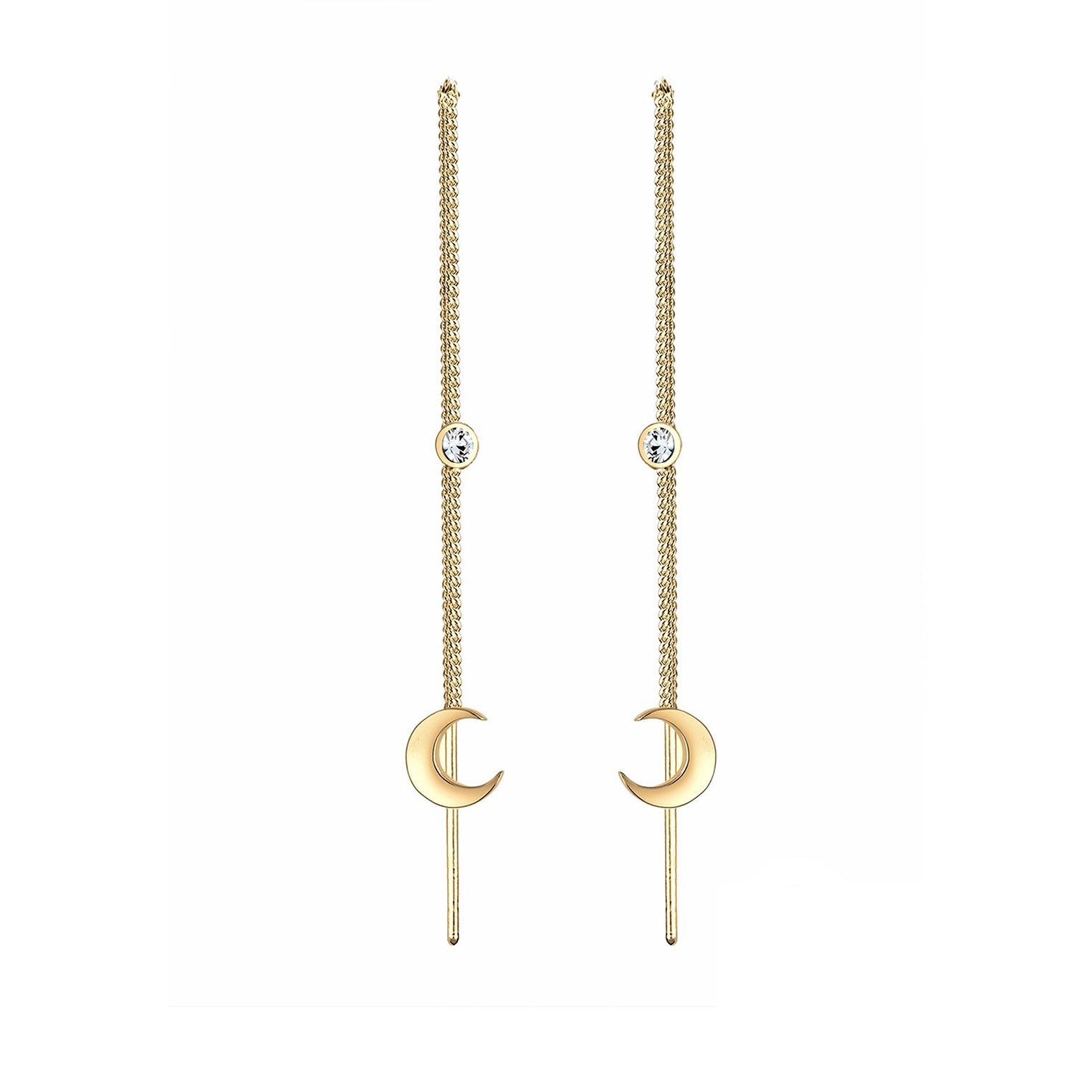 Gold - Elli | Ohrhänger Ear Chain | Kristall ( Weiß ) | 925 Sterling Silber vergoldet