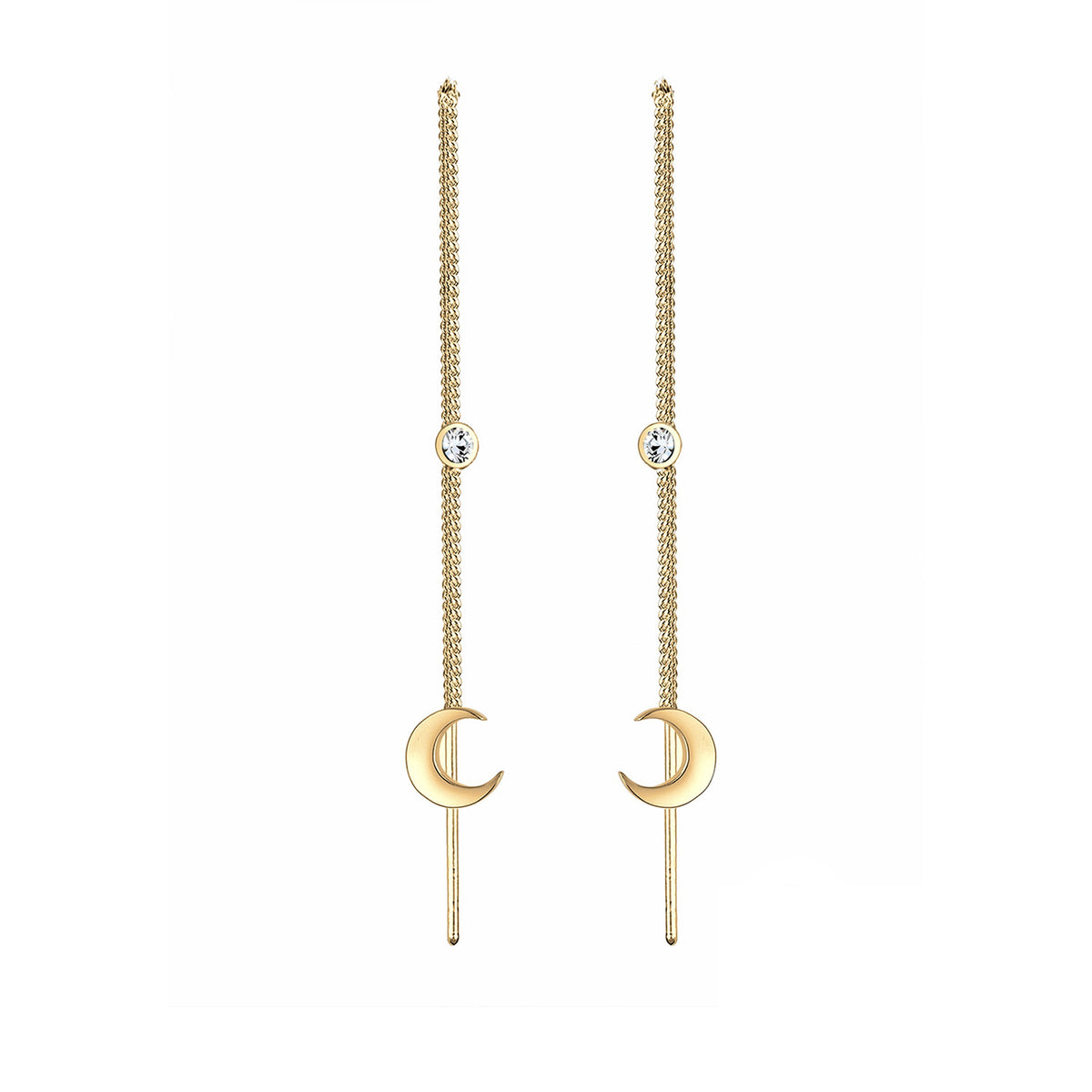 Gold - Elli | Ohrhänger Ear Chain | Mit Kristallen von Swarovski® (Weiß) | 925 Sterling Silber vergoldet