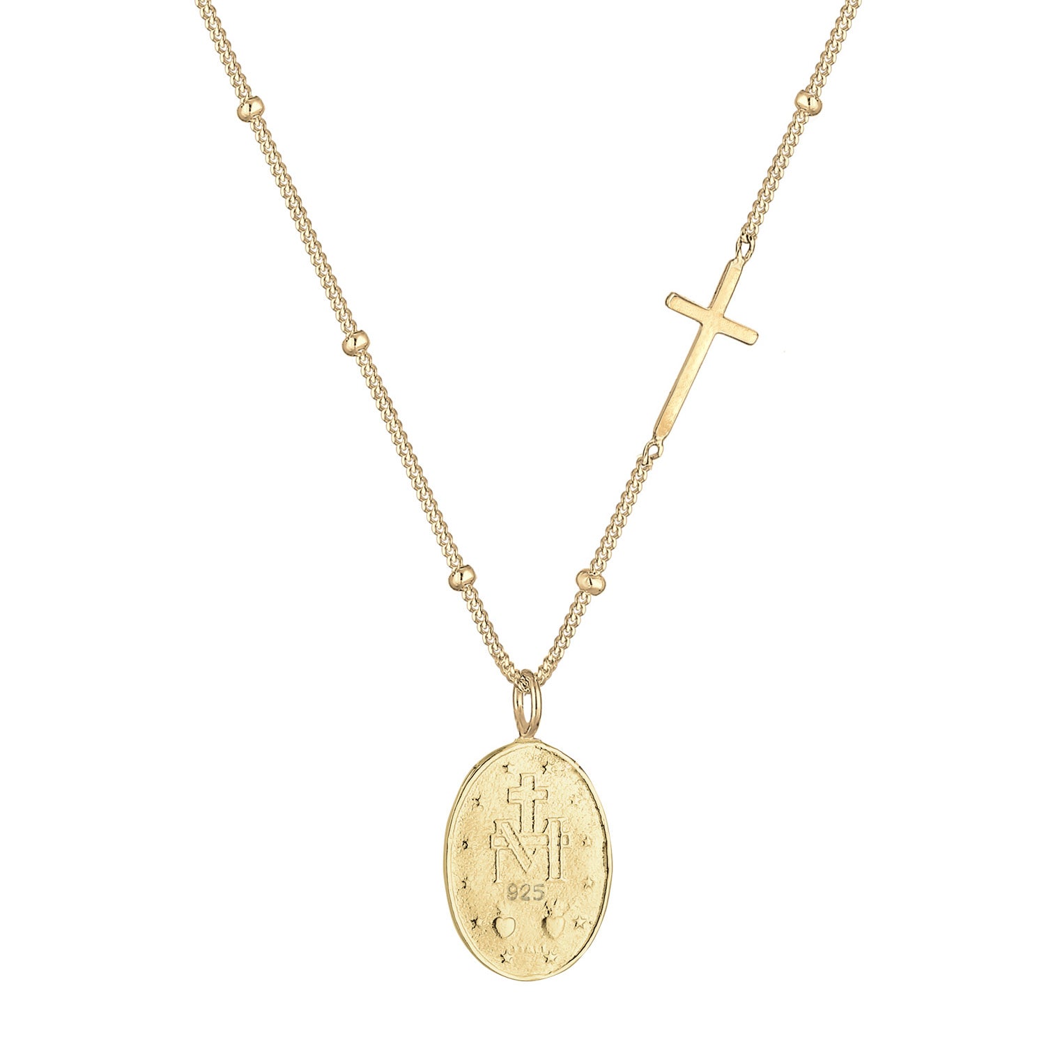 Gold - Elli | Halskette Kreuz | 925 Sterling Silber vergoldet