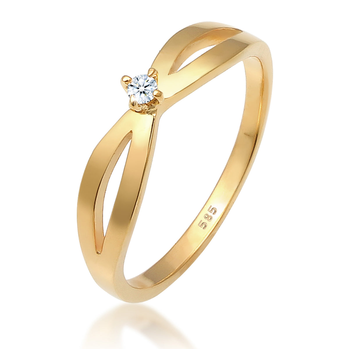 Gold - Elli DIAMONDS | Solitär-Ring | Diamant ( Weiß, 0,03 ct ) | 585 Gelbgold