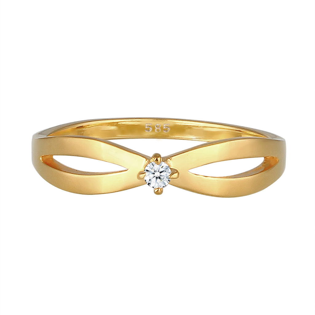 Gold - Elli DIAMONDS | Solitär-Ring | Diamant ( Weiß, 0,03 ct ) | 585 Gelbgold