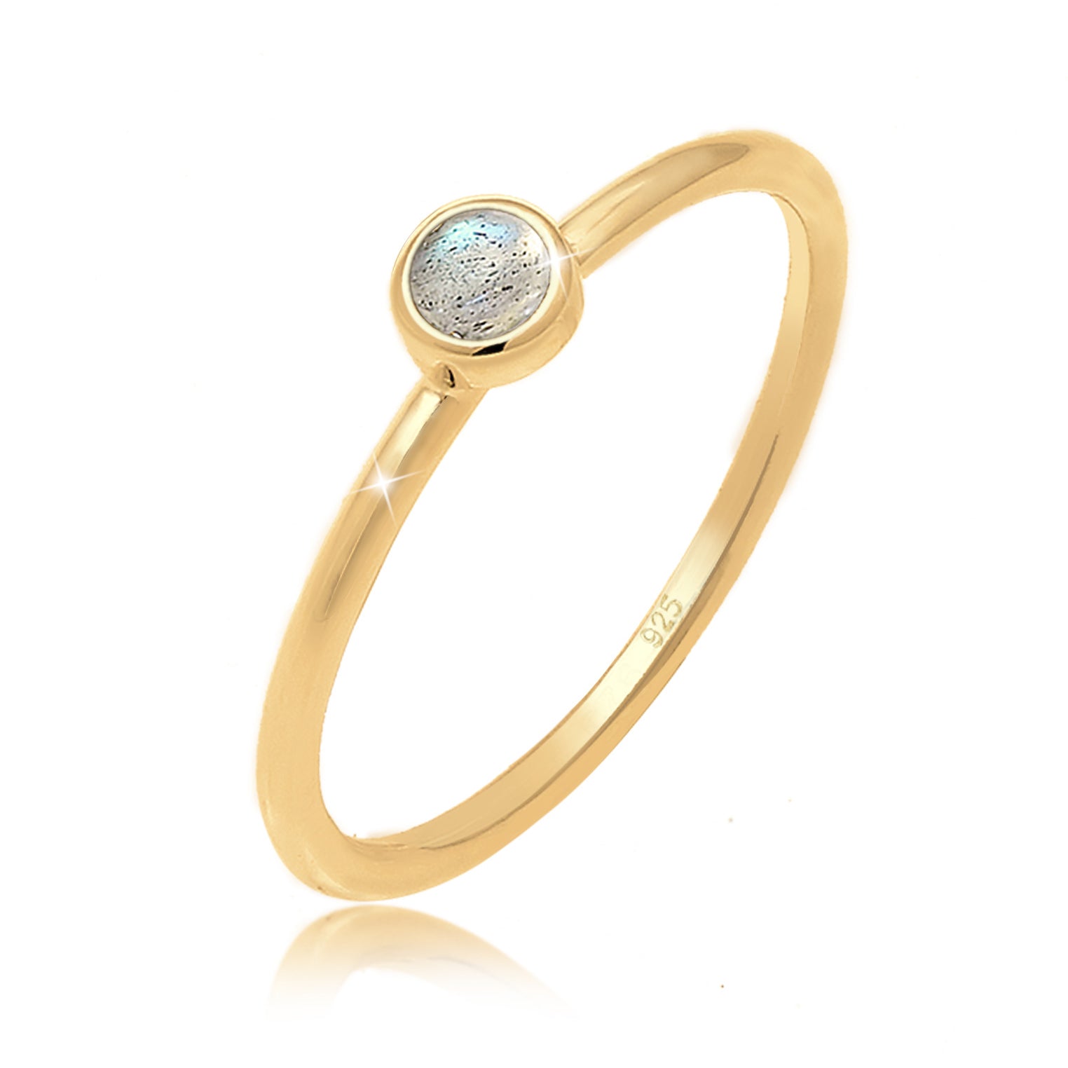 Gold - Elli | Verlobungsring | Labradorit ( Grau ) | 925 Sterling Silber vergoldet