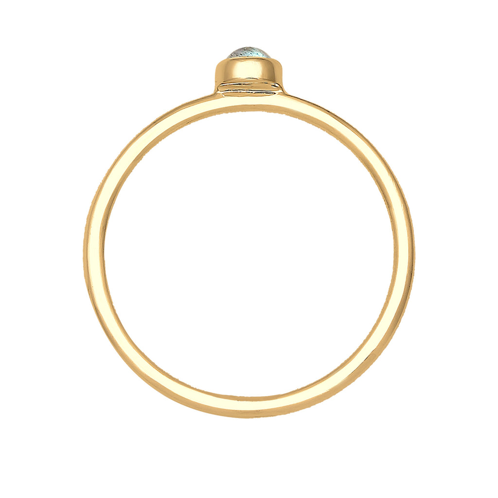Gold - Elli | Verlobungsring | Labradorit ( Grau ) | 925 Sterling Silber vergoldet