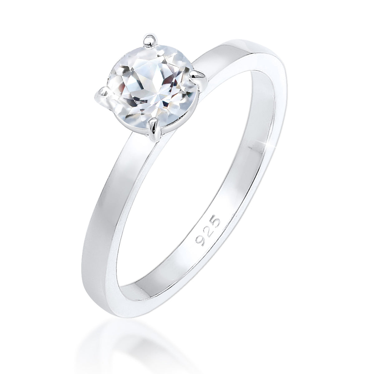 Silber - Elli PREMIUM | Verlobungsring | Topas ( Weiß ) | 925er Sterling Silber