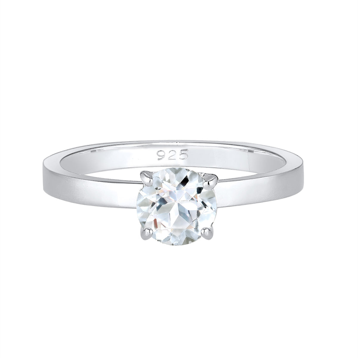 Silber - Elli PREMIUM | Verlobungsring | Topas ( Weiß ) | 925er Sterling Silber