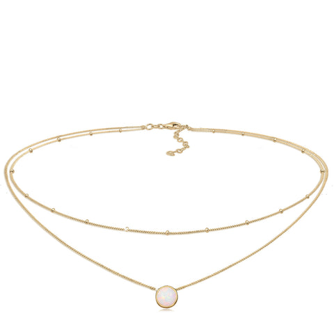 Gold - Elli | Choker | Opal (Weiß) | 925 Sterling Silber vergoldet