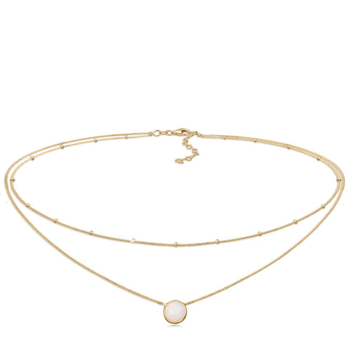 Gold - Elli | Choker | Opal (Weiß) | 925 Sterling Silber vergoldet