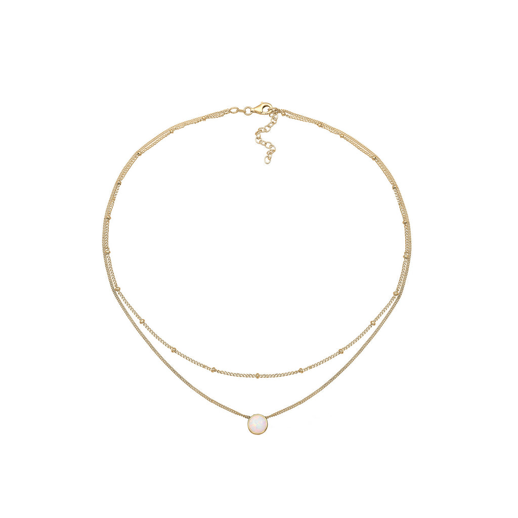 Gold - Elli | Choker | Opal (Weiß) | 925 Sterling Silber vergoldet