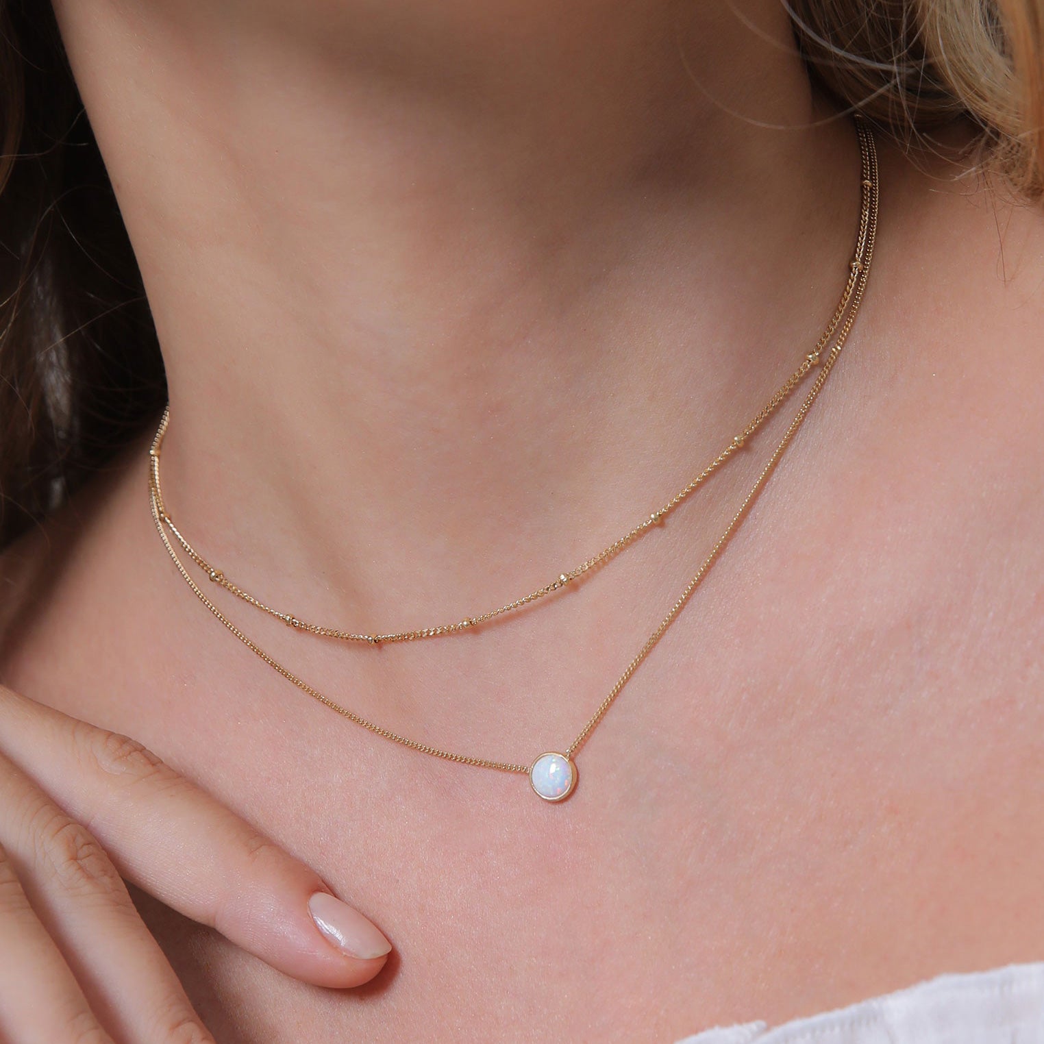 Gold - Elli | Choker | Opal (Weiß) | 925 Sterling Silber vergoldet