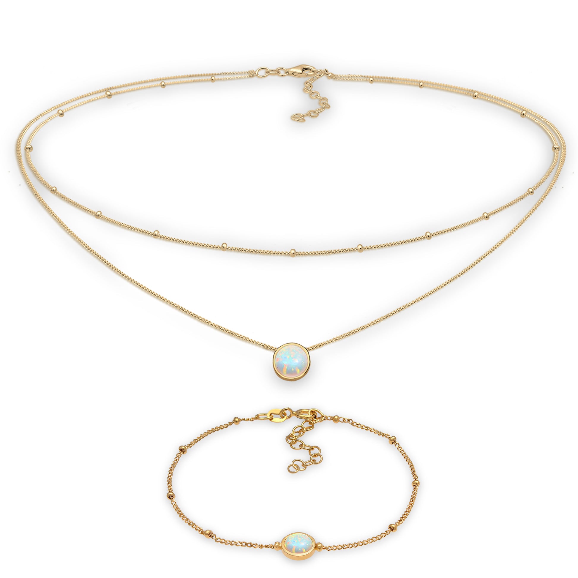 Opal Satellite Layered Halskette & Armband