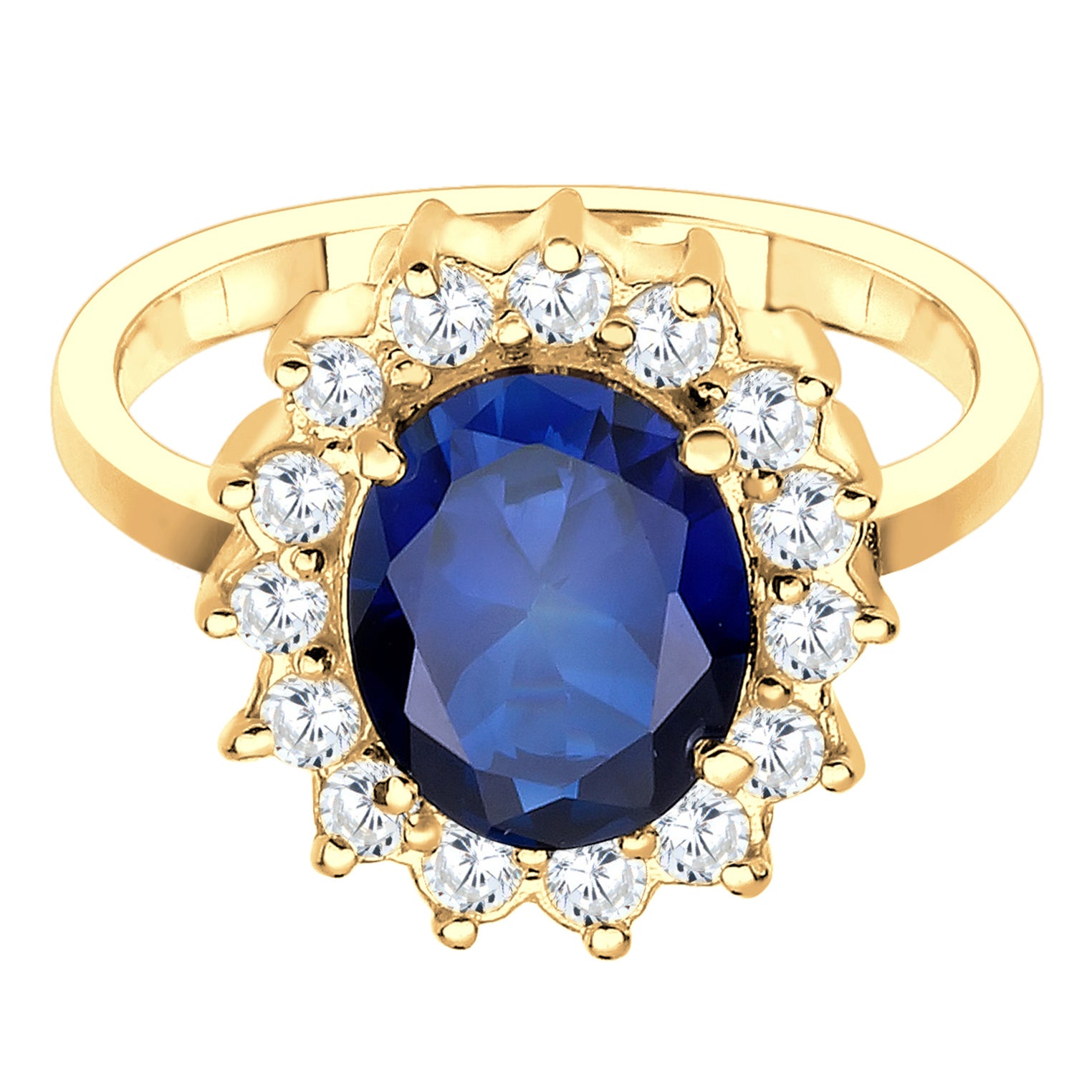 Gold - Elli | Verlobungsring | Saphir ( Blau ) | 925 Sterling Silber vergoldet