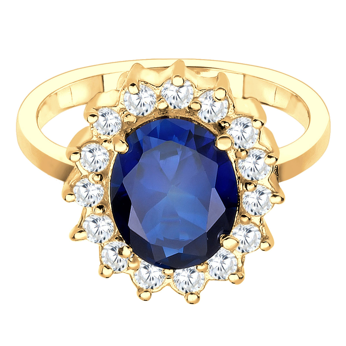 Gold - Elli | Verlobungsring | Saphir ( Blau ) | 925 Sterling Silber vergoldet