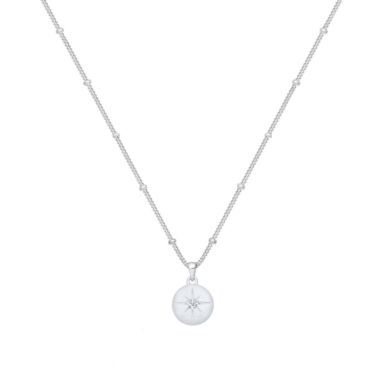 Silber - Elli DIAMONDS | Kugel-Halskette Astro | Diamant ( Weiß, 0,03 ct ) | 925er Sterling Silber