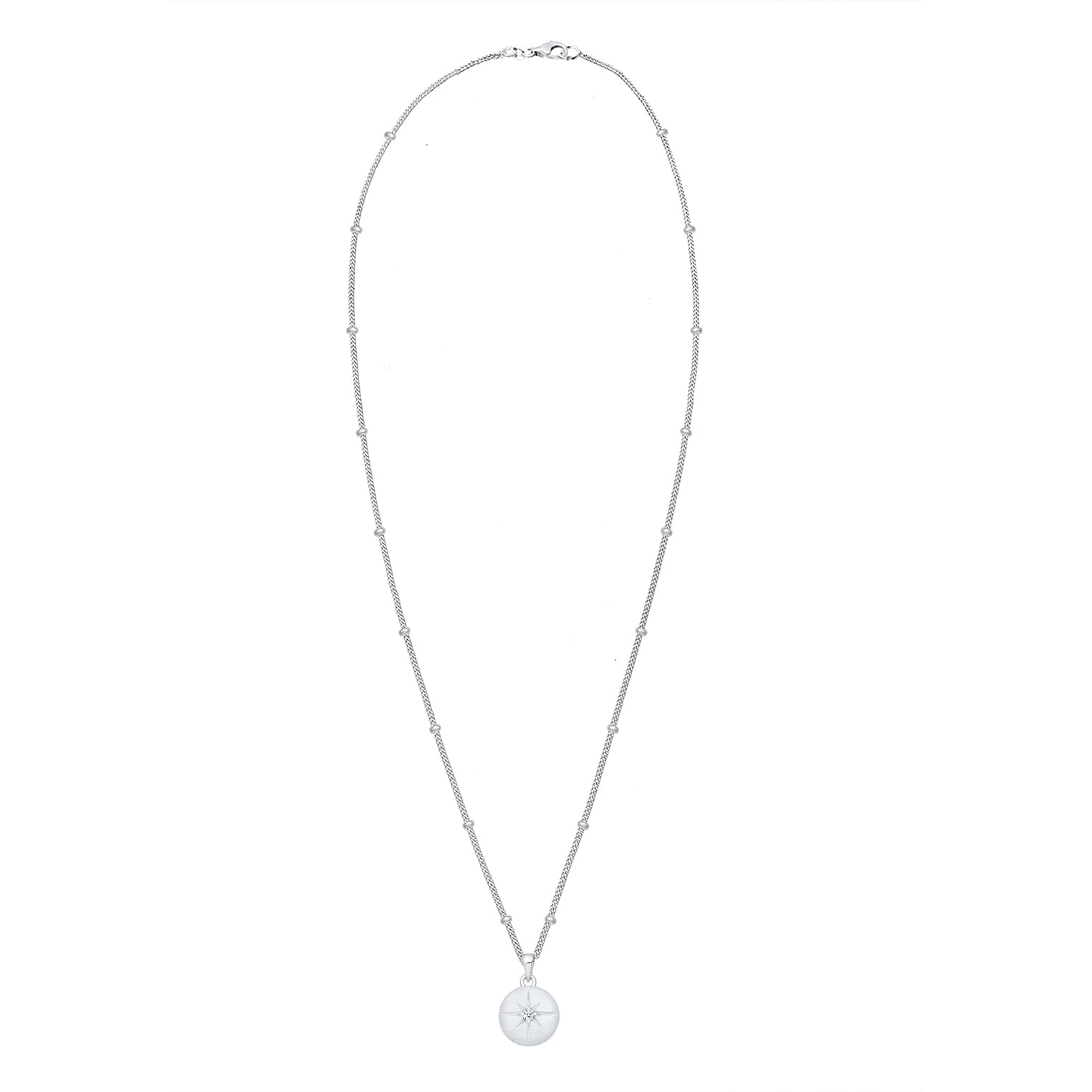 Silber - Elli DIAMONDS | Kugel-Halskette Astro | Diamant ( Weiß, 0,03 ct ) | 925er Sterling Silber