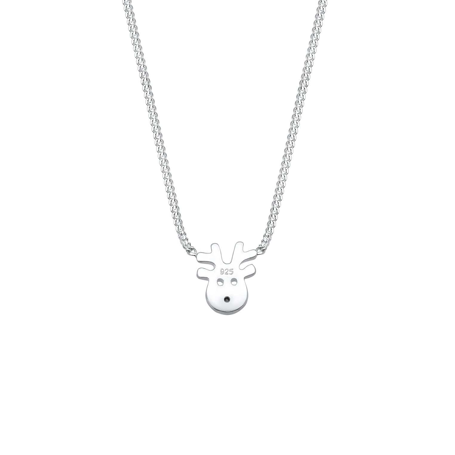 Silber - Elli | Halskette Hirsch | Mit Kristallen von Swarovski® (Rot) | 925er Sterling Silber