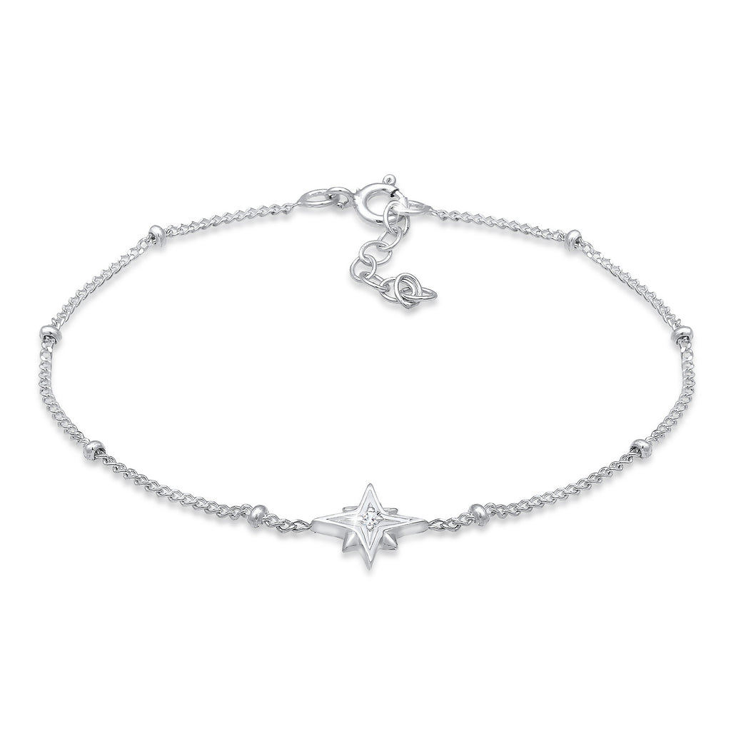 Silber - Elli | Kugel-Armband Astro | Topas ( Weiß ) | 925er Sterling Silber
