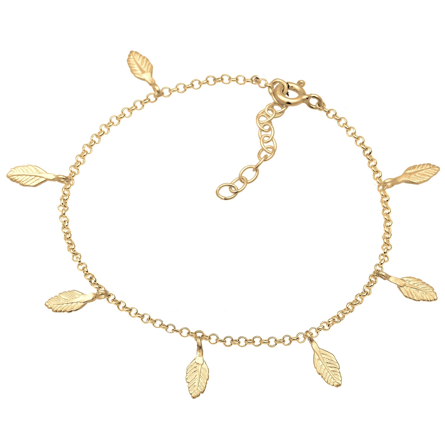 Gold - Elli | Armband Feder | 925 Sterling Silber vergoldet