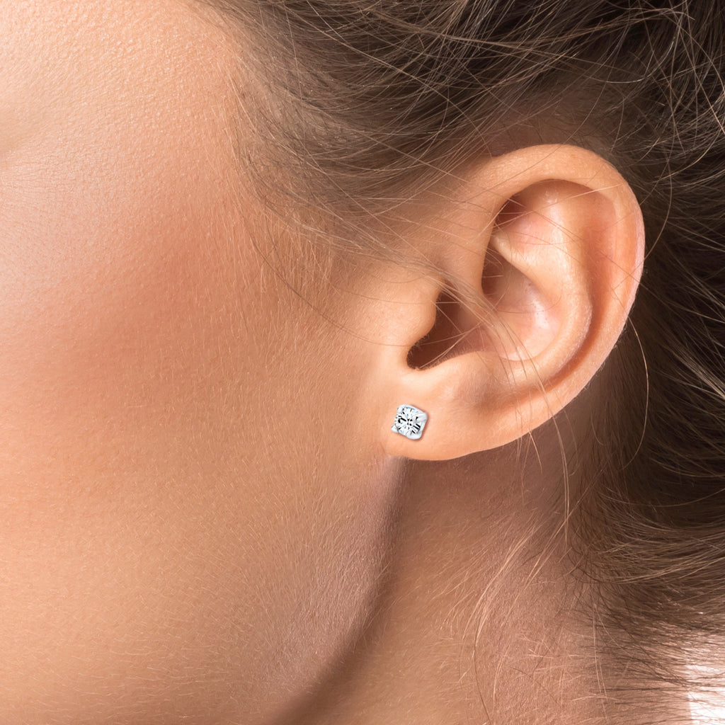 Silber - Elli | Ohrringset Geo | Süßwasserperle, Kristall ( Weiß ) | 925er Sterling Silber
