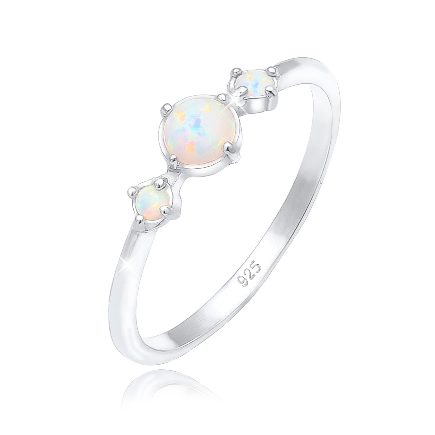 Silber - Elli | Ring | Opal ( Weiß ) | 925er Sterling Silber