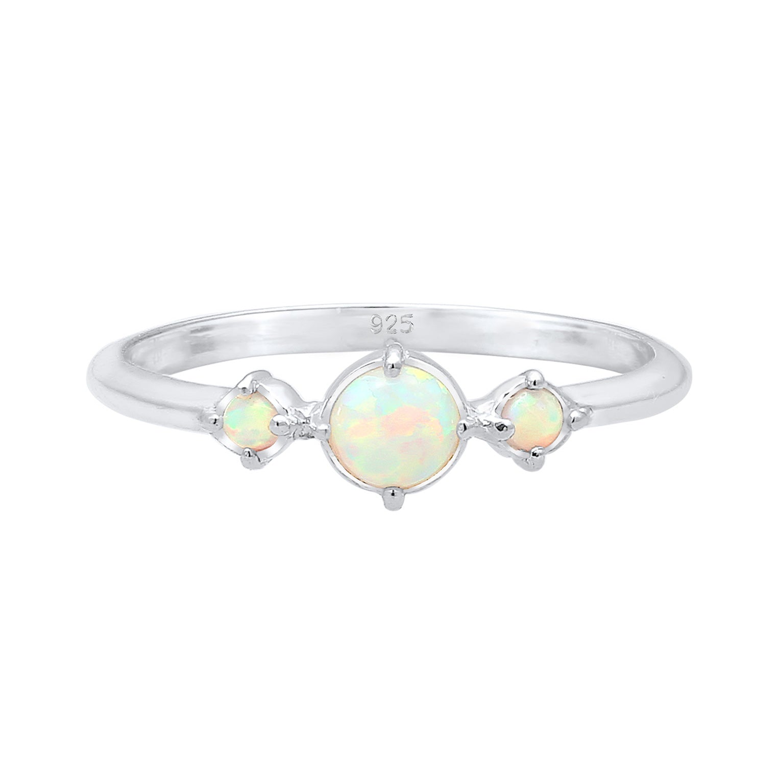 Silber - Elli | Ring | Opal ( Weiß ) | 925er Sterling Silber