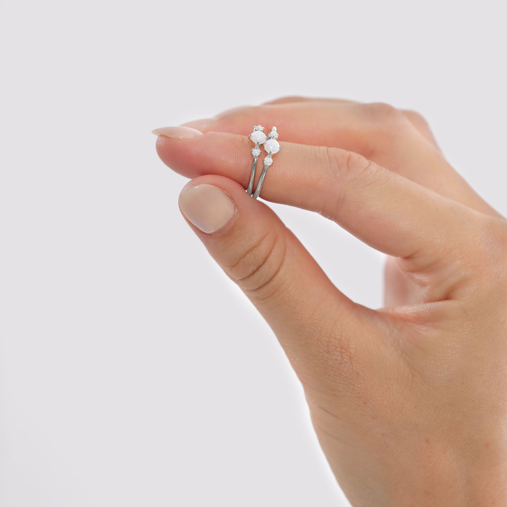 Silber - Elli | Ring | Opal ( Weiß ) | 925er Sterling Silber