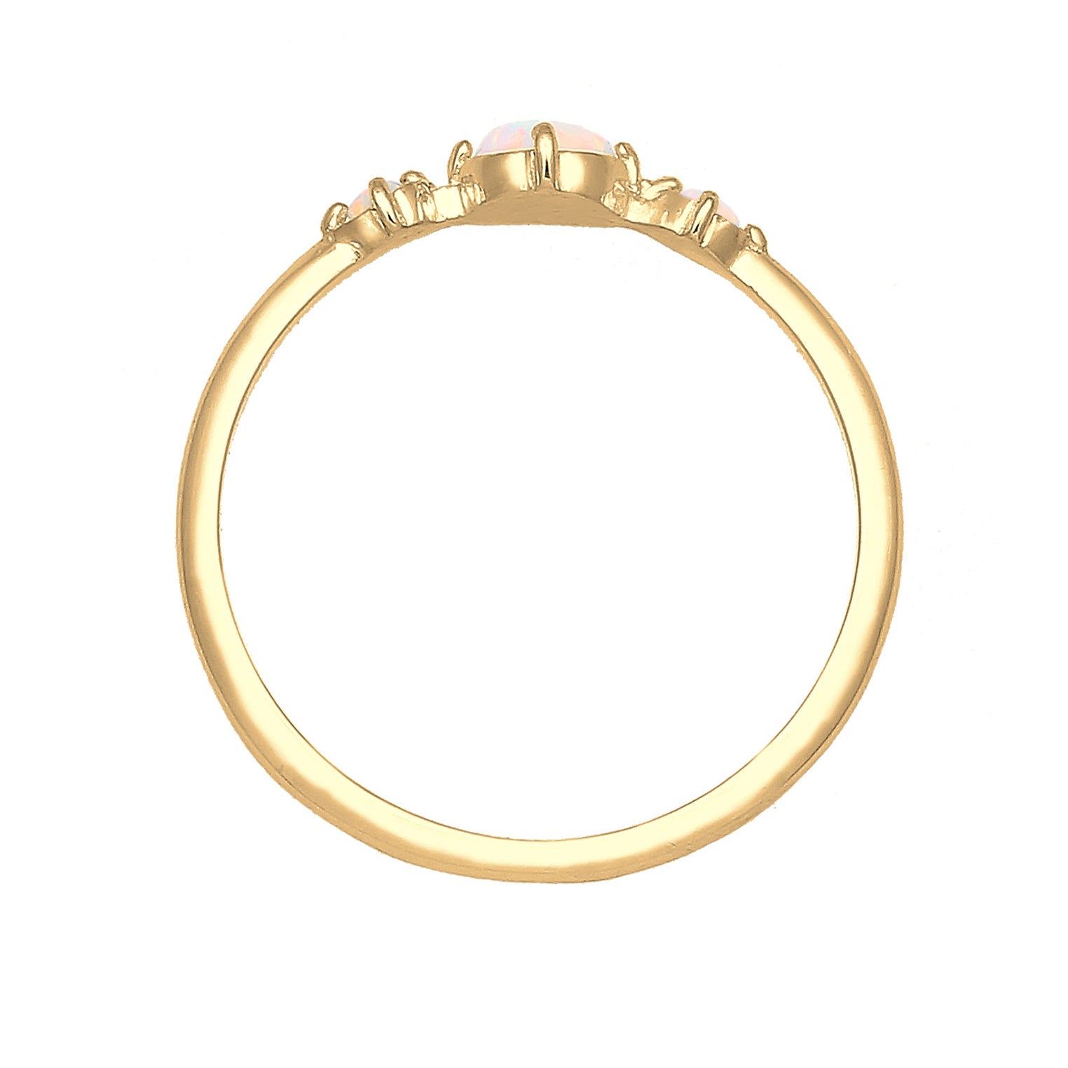 Gold - Elli | Ring | Opal ( Weiß ) | 925 Sterling Silber vergoldet
