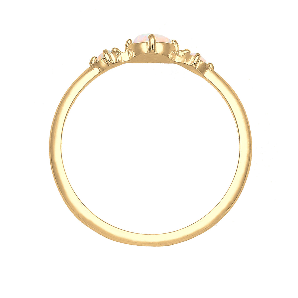 Gold - Elli | Ring | Opal ( Weiß ) | 925 Sterling Silber vergoldet