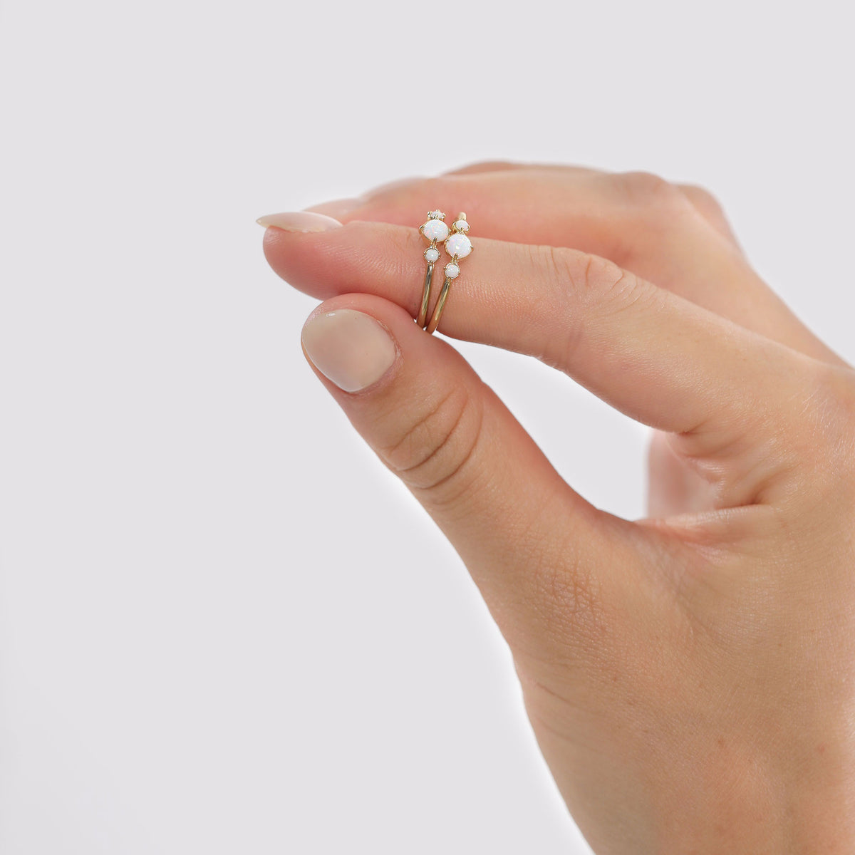 Gold - Elli | Ring | Opal ( Weiß ) | 925 Sterling Silber vergoldet