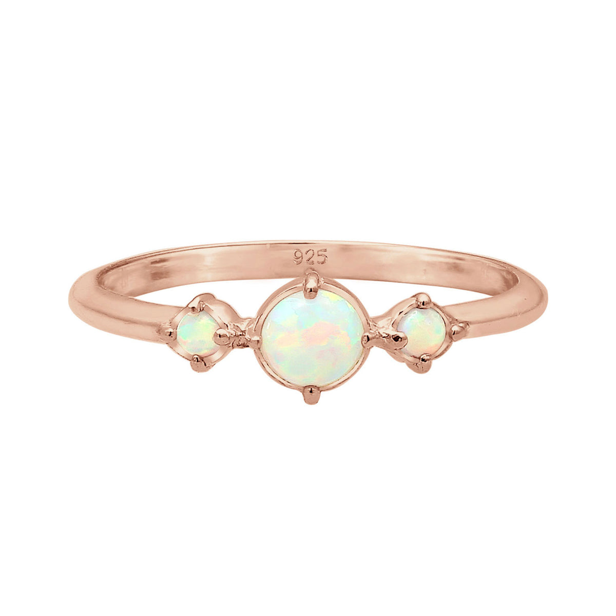 Roségold - Elli | Ring | Opal ( Weiß ) | 925 Sterling Silber Rosegold
