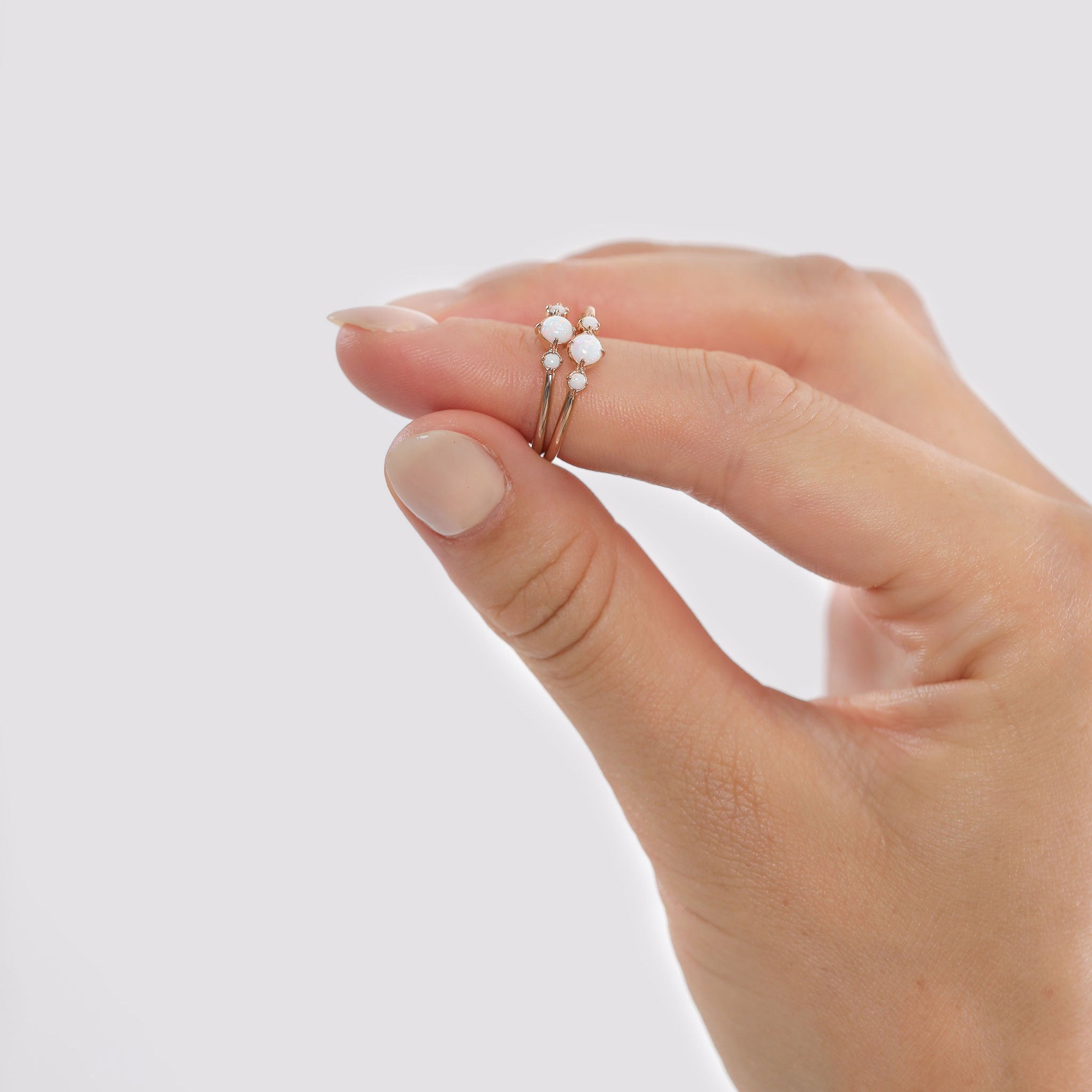 Roségold - Elli | Ring | Opal ( Weiß ) | 925 Sterling Silber Rosegold