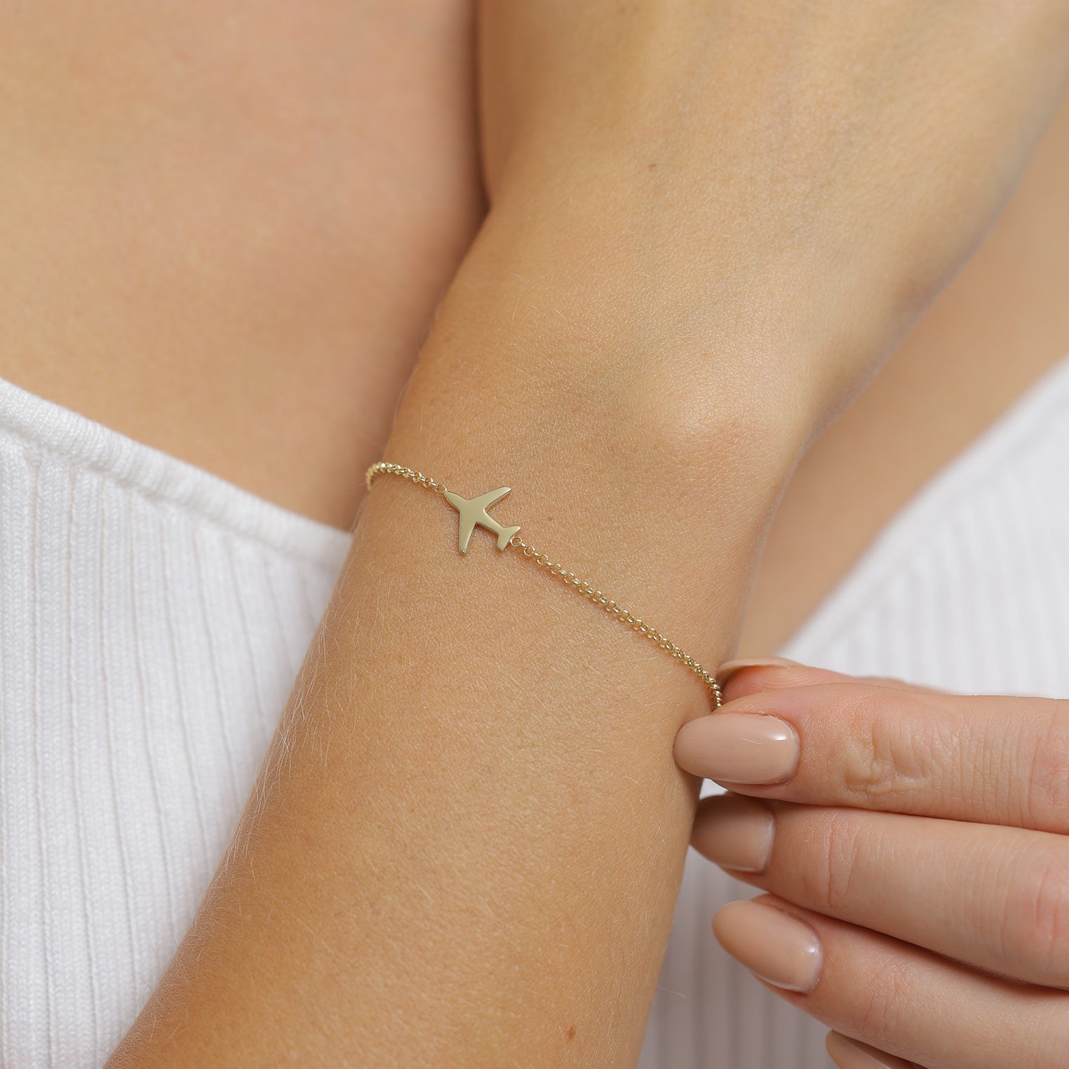 Gold - Elli | Armband Flugzeug | 925 Sterling Silber vergoldet