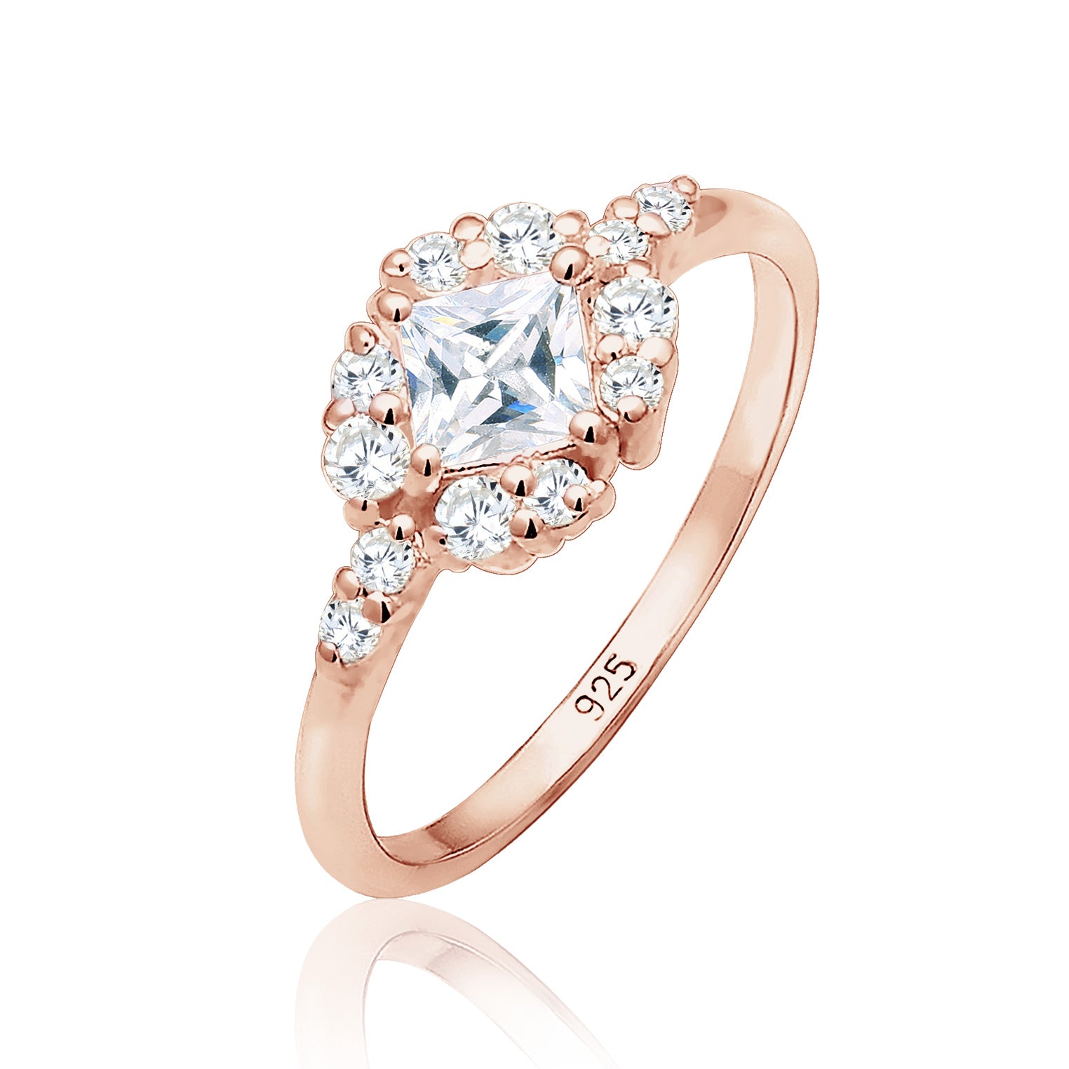 Roségold - Elli PREMIUM | Verlobungsring | Zirkonia ( Weiß ) | 925 Sterling Silber Rosegold