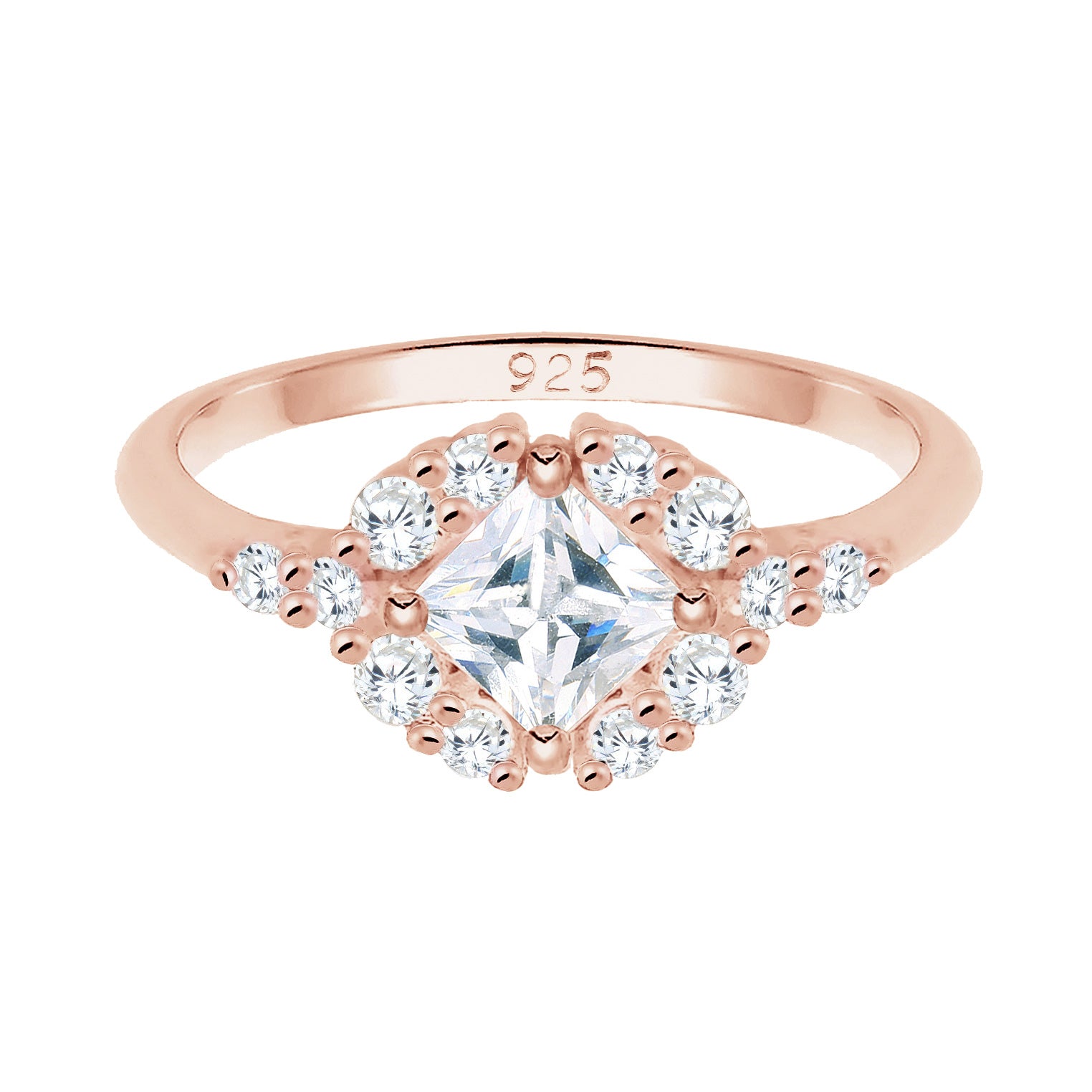 Roségold - Elli PREMIUM | Verlobungsring | Zirkonia ( Weiß ) | 925 Sterling Silber Rosegold