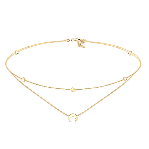 Gold - Elli | Layer-Choker Astro | 925 Sterling Silber vergoldet