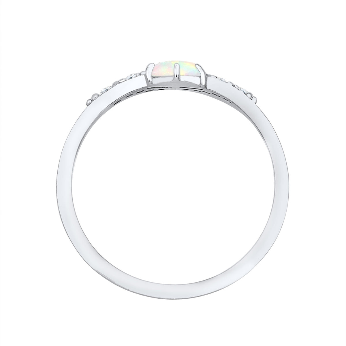 Silber - Elli | Verlobungsring | Opal ( Weiß ) | 925er Sterling Silber